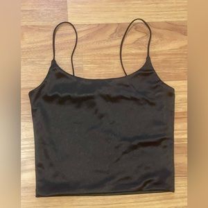 Black silk cropped tank